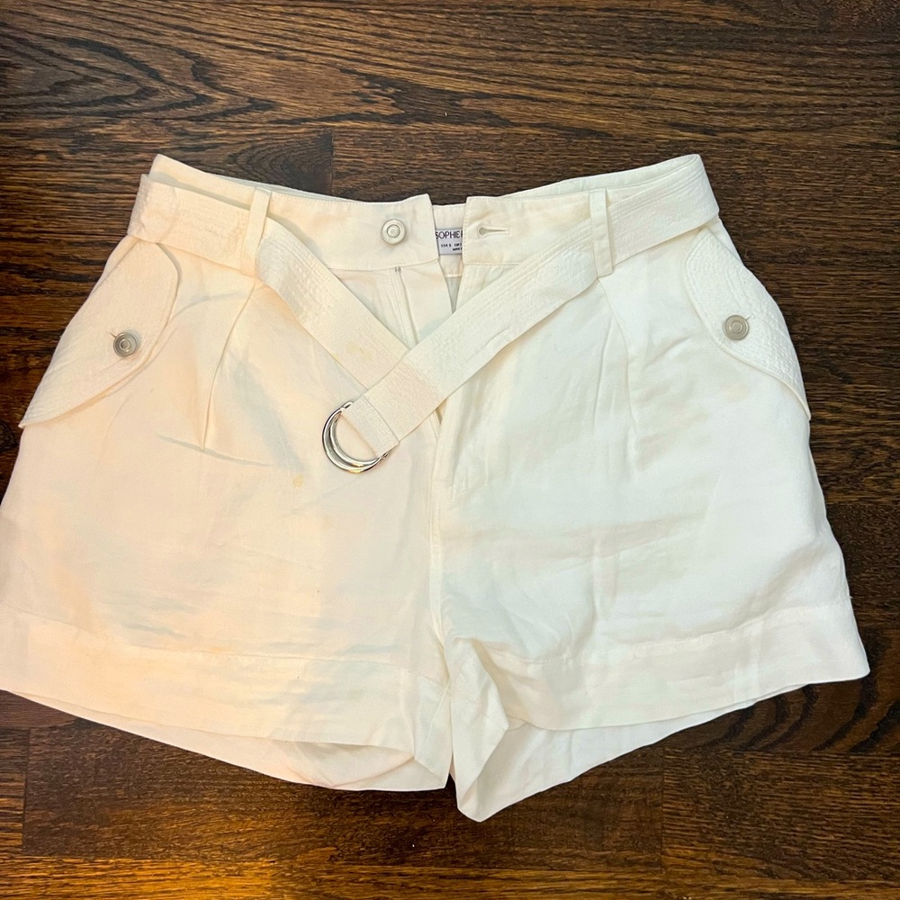 Sophia Rue white belted shorts